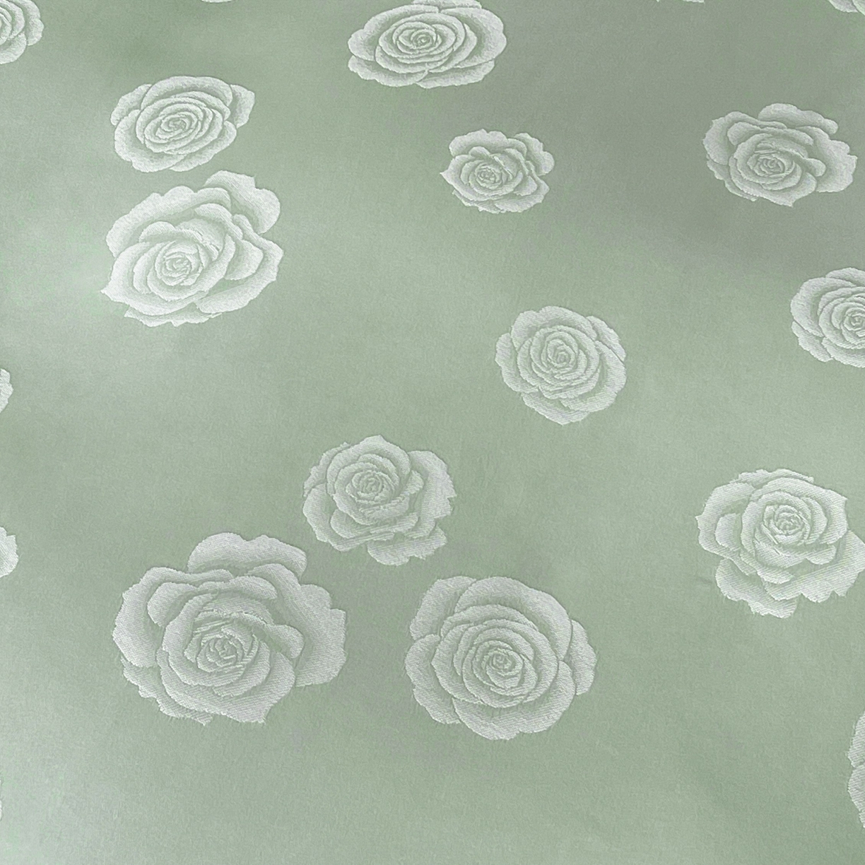 91家纺网 家纺一手货源 找家纺 大麦乐田 2026春夏新款贡缎提花花边双拼四件套 玫瑰 奶油绿