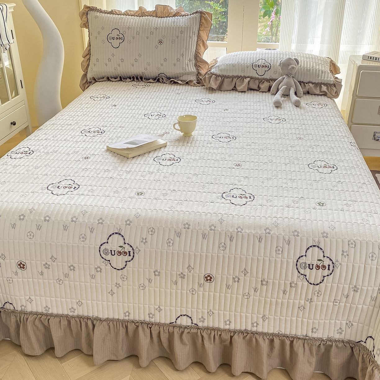 91家纺网 家纺一手货源 找家纺 眠势力 2026新款云感皱皱纱床盖四件套 向云端