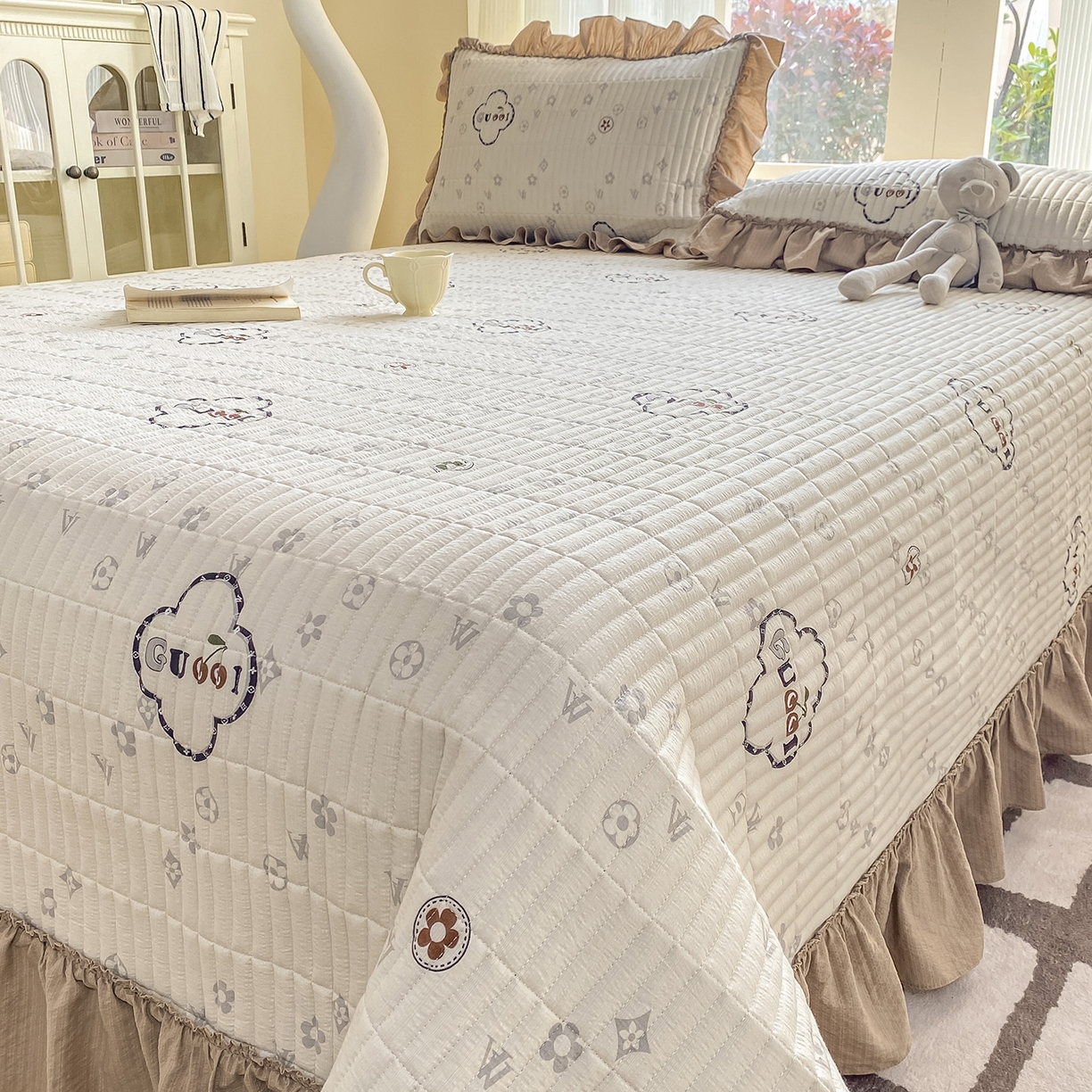 91家纺网 家纺一手货源 找家纺 眠势力 2026新款云感皱皱纱床盖四件套 向云端