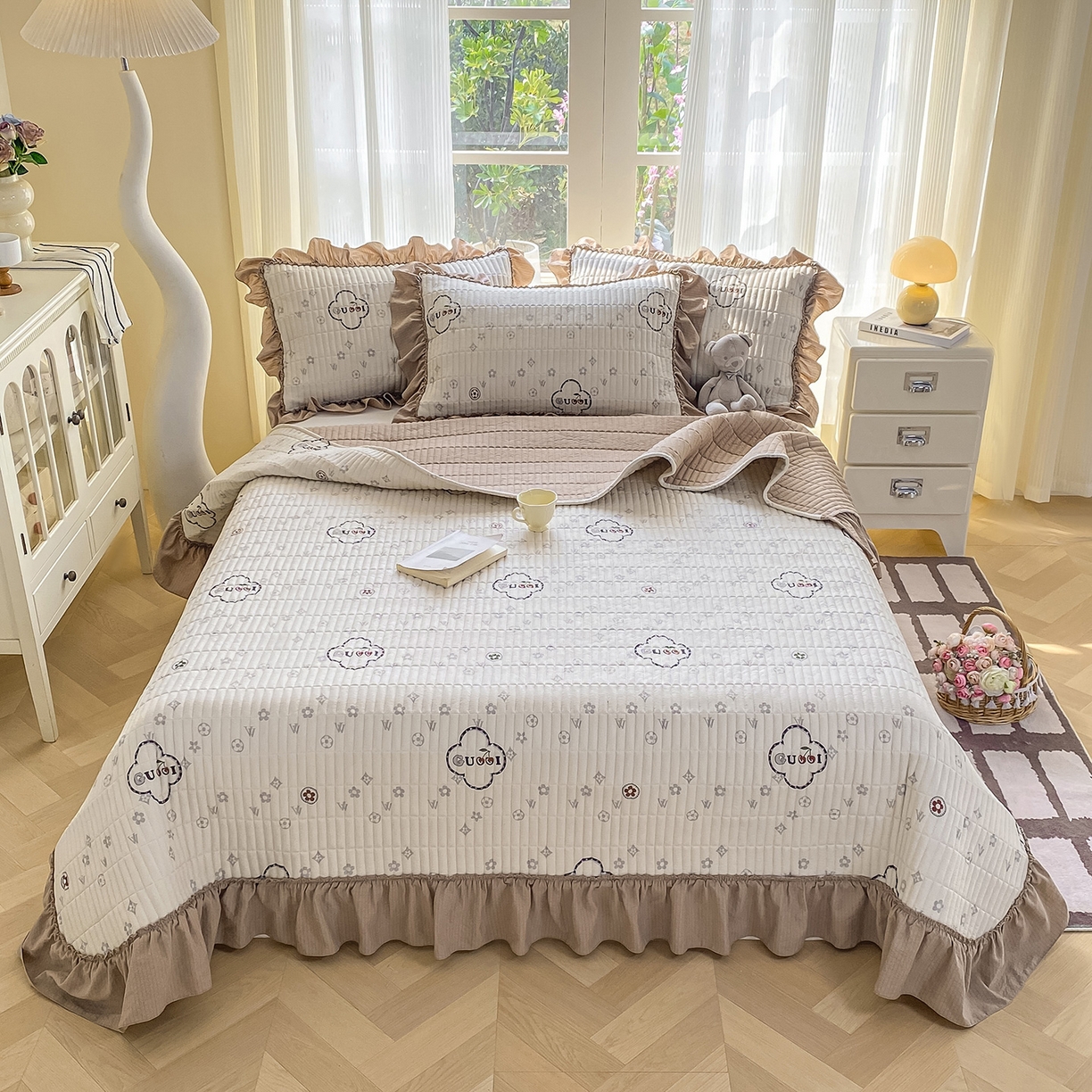 91家纺网 家纺一手货源 找家纺 眠势力 2026新款云感皱皱纱床盖四件套 向云端