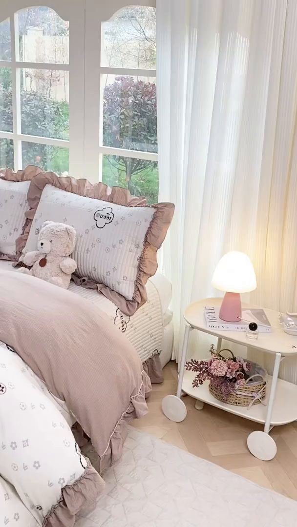 91家纺网 家纺一手货源 找家纺 眠势力 2026新款云感皱皱纱床盖四件套 向云端