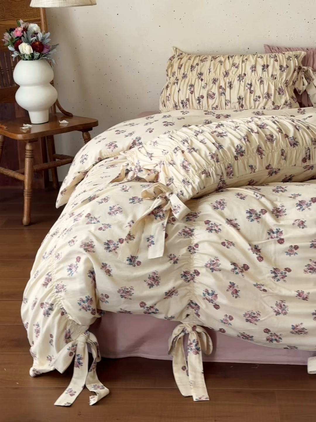 91家纺网 家纺一手货源 找家纺 觅糖家纺 2026春夏新款全棉纯棉法式轻奶油系列四件套 玫瑰心语