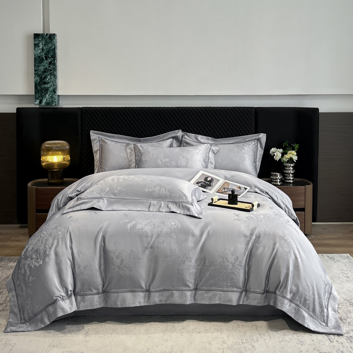 91家纺网 家纺一手货源 找家纺 （总）金牛座家纺 2026新款高精密大花位提花镂空花边床盖四件套-奥黛丽系列