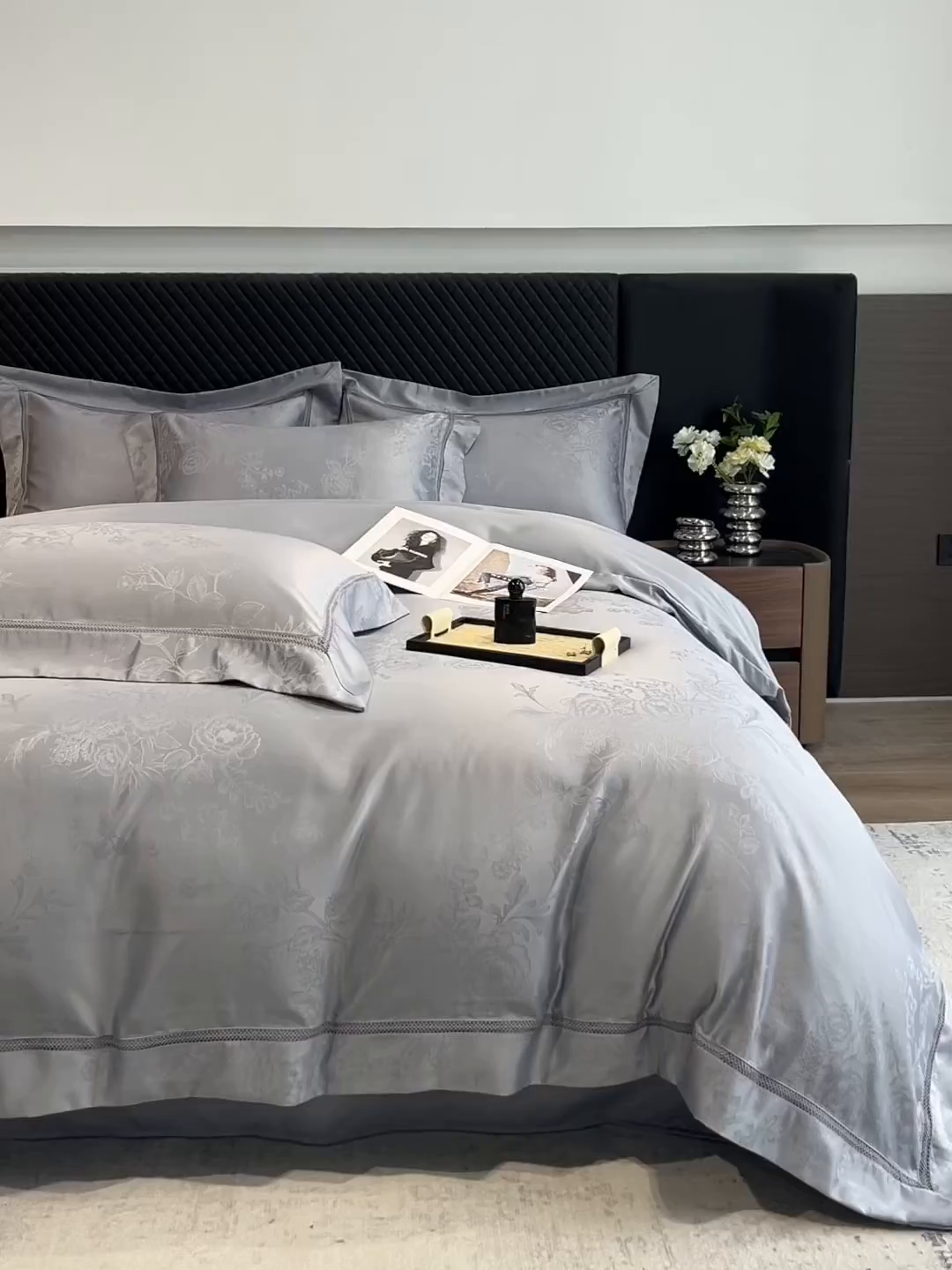 91家纺网 家纺一手货源 找家纺 （总）金牛座家纺 2026新款高精密大花位提花镂空花边床盖四件套-奥黛丽系列