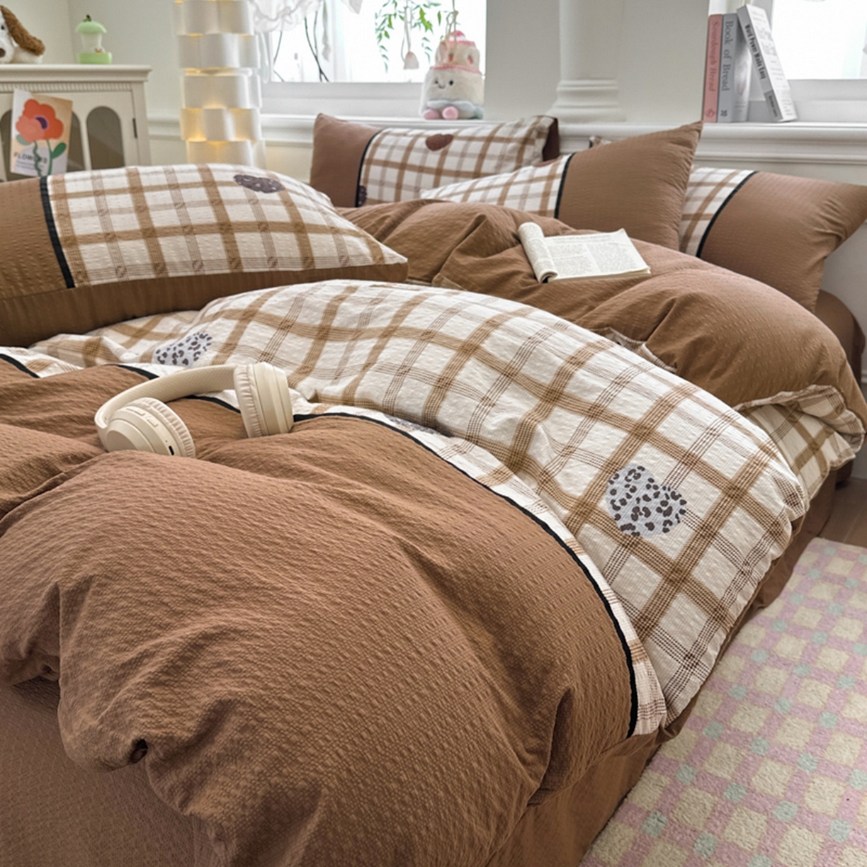 91家纺网 家纺一手货源 找家纺 铠畅家纺 2026春夏新品高克重拼接泡芙纱泡泡皱皱纱四件套 豹心日记