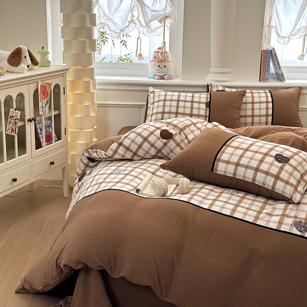 91家纺网 家纺一手货源 找家纺 铠畅家纺 2026春夏新品高克重拼接泡芙纱泡泡皱皱纱四件套 豹心日记