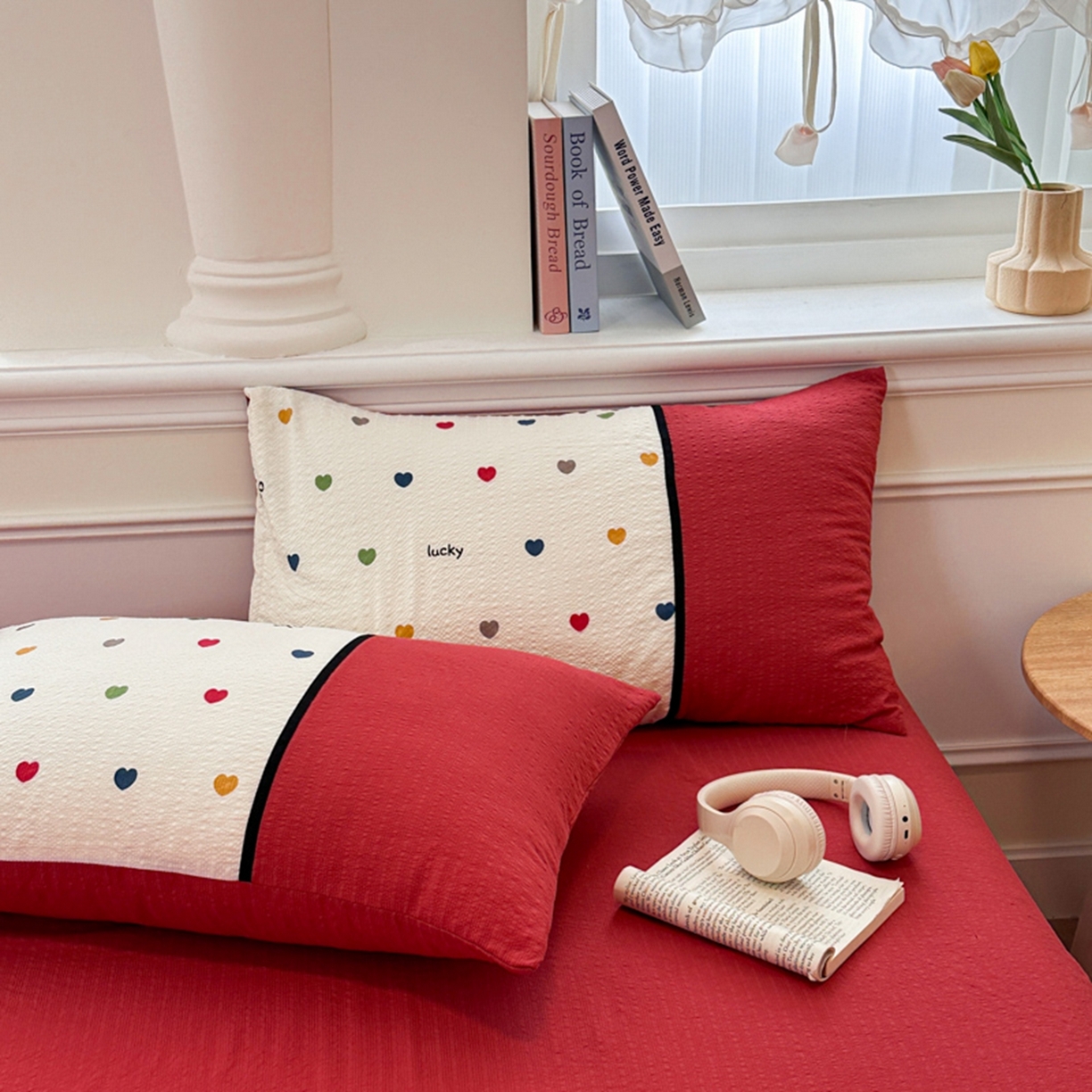 91家纺网 家纺一手货源 找家纺 铠畅家纺 2026春夏新品高克重拼接泡芙纱泡泡皱皱纱四件套 悸动