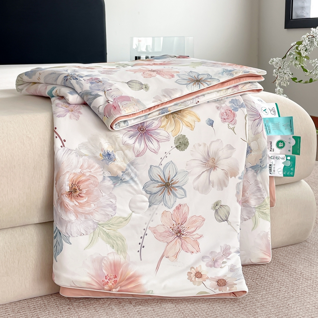 91家纺网 家纺一手货源 找家纺 （总）名兮家居 2026新款印花款锦氨凉感丝夏被空调被夏凉被