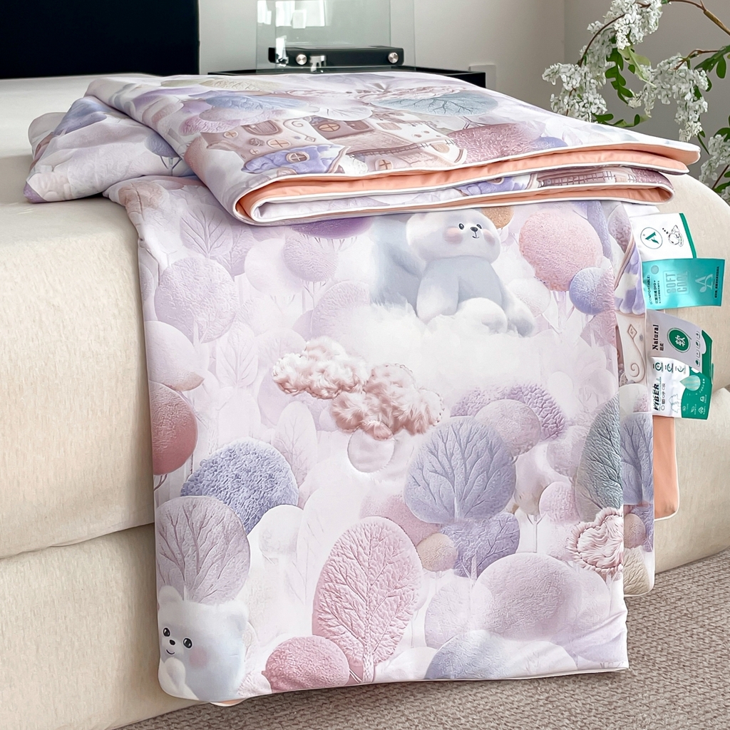 名兮家居 2026新款印花款锦氨凉感丝夏被空调被夏凉被 小熊乐园