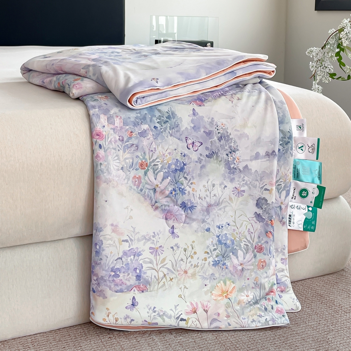 名兮家居 2026新款印花款锦氨凉感丝夏被空调被夏凉被 世外桃源