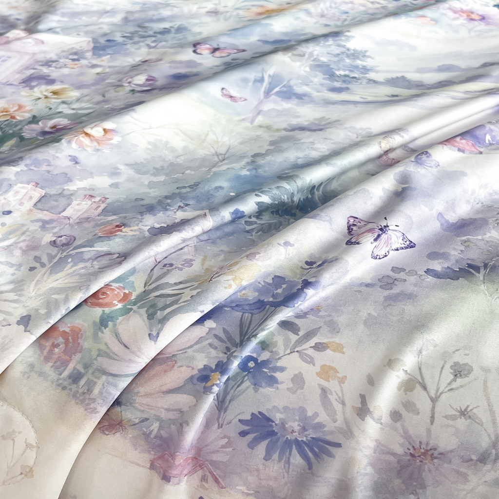 91家纺网 家纺一手货源 找家纺 名兮家居 2026新款印花款锦氨凉感丝夏被空调被夏凉被 世外桃源