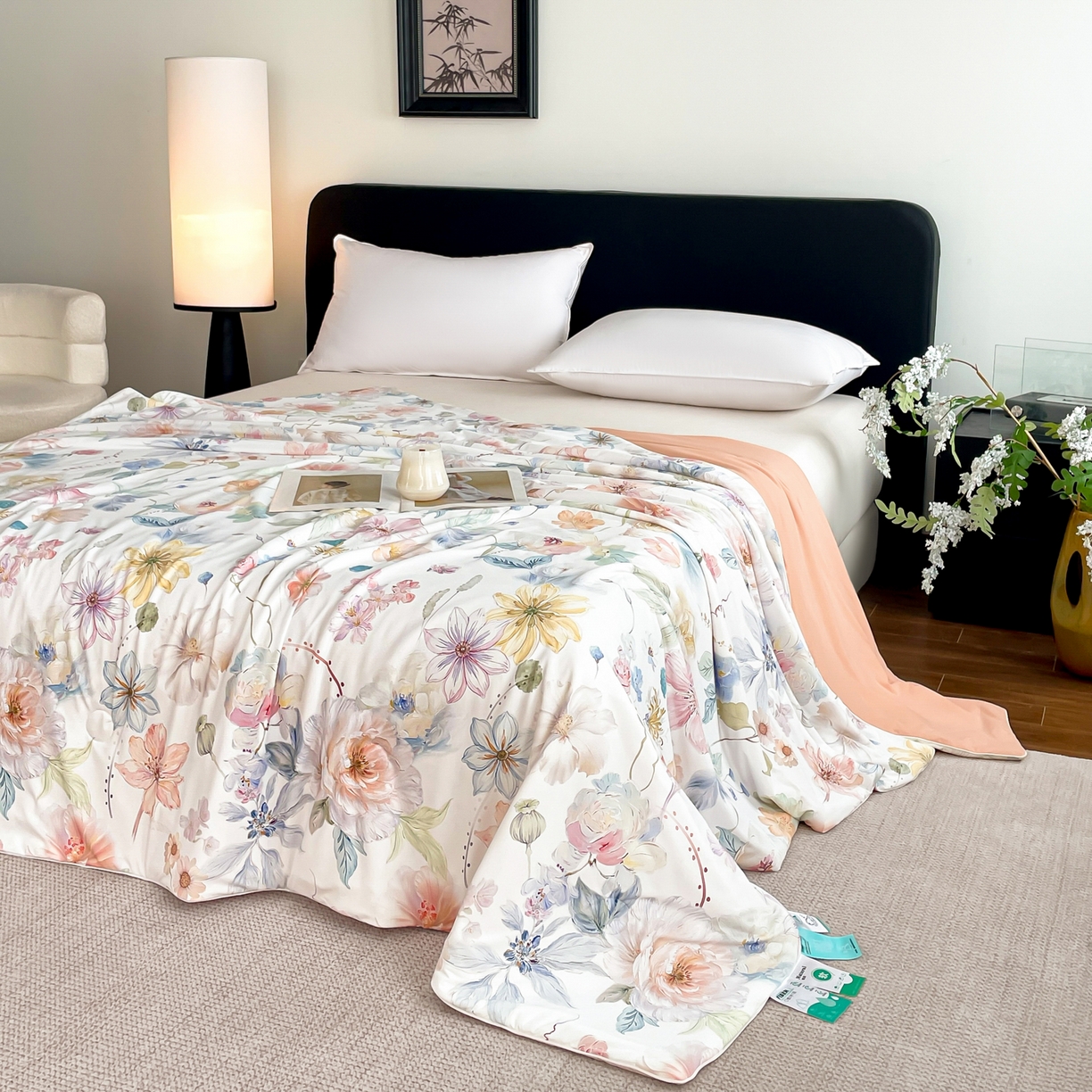 91家纺网 家纺一手货源 找家纺 名兮家居 2026新款印花款锦氨凉感丝夏被空调被夏凉被 玫瑰庄园