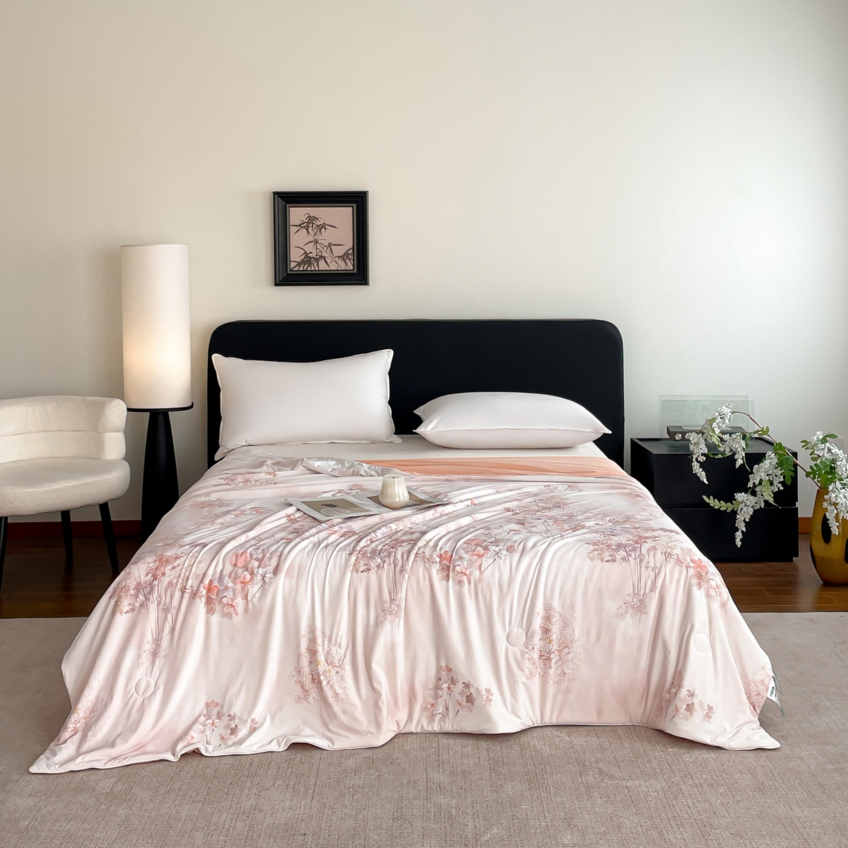 91家纺网 家纺一手货源 找家纺 名兮家居 2026新款印花款锦氨凉感丝夏被空调被夏凉被 丛林晓梦