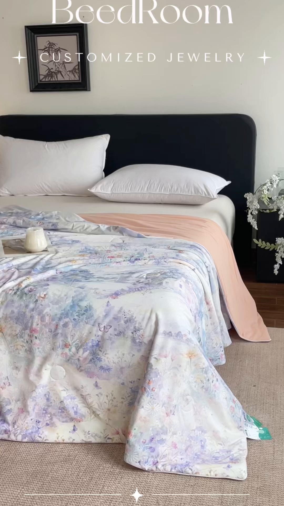 91家纺网 家纺一手货源 找家纺 名兮家居 2026新款印花款锦氨凉感丝夏被空调被夏凉被 世外桃源