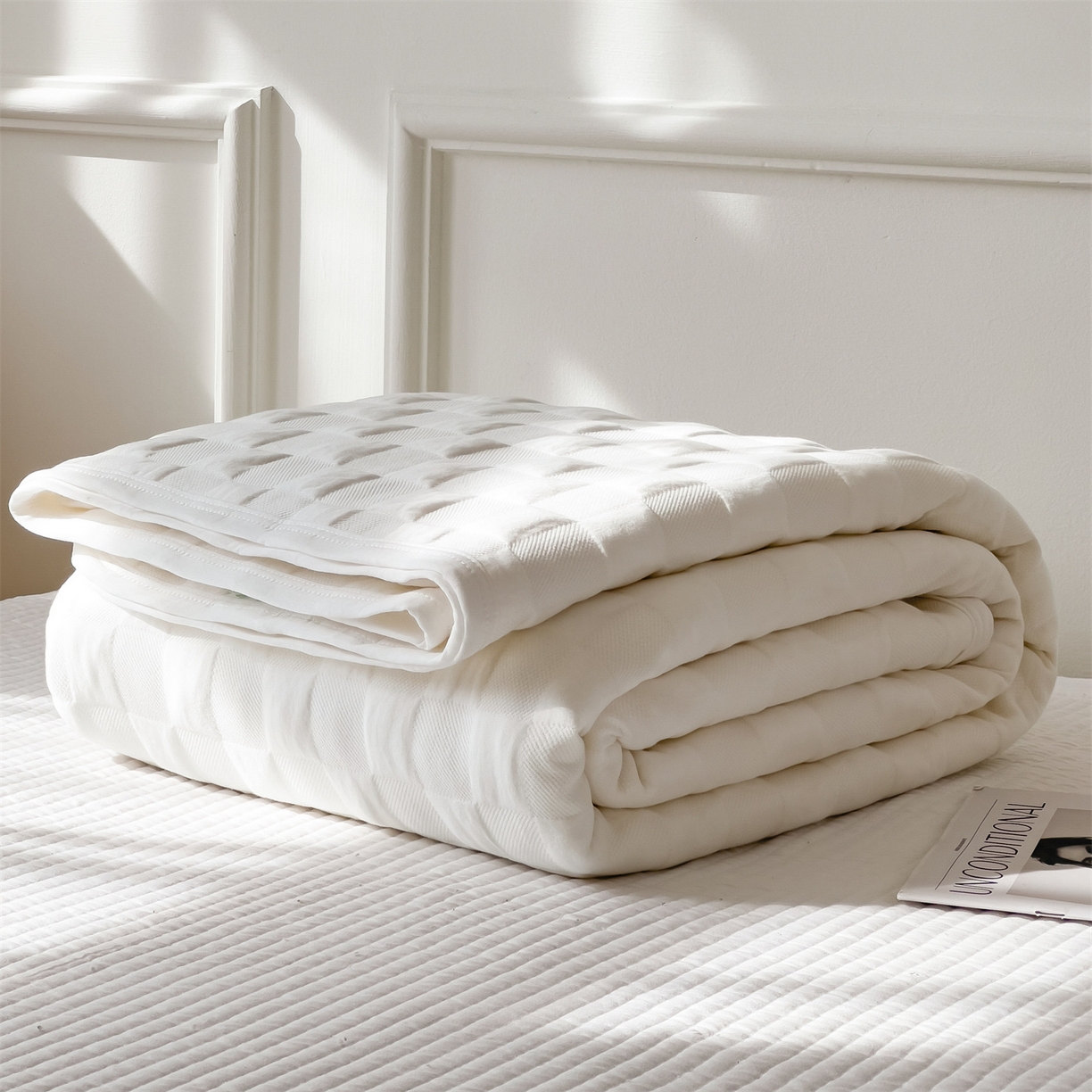 91家纺网 家纺一手货源 找家纺 （总）云恋家纺 2026新款空气提花纯棉三层纱夏被全棉学生午睡被薄款床单沙发盖毯办公室披肩毯