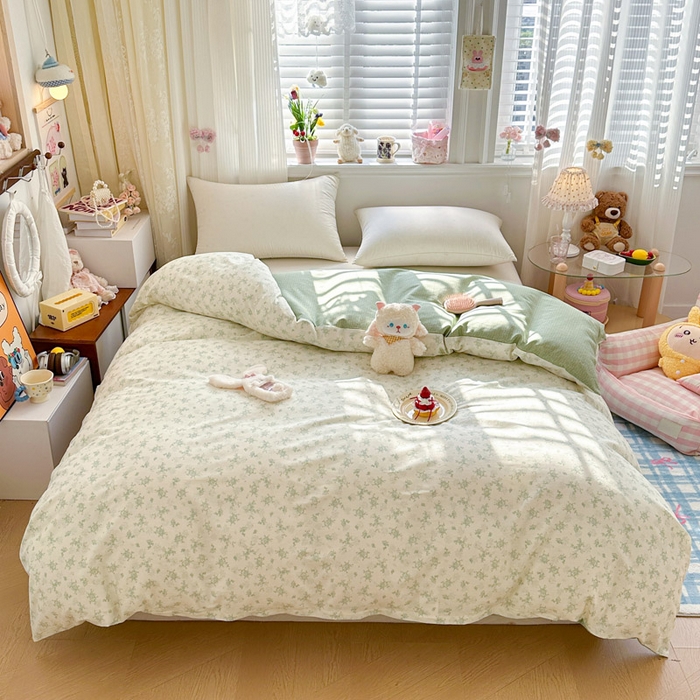 91家纺网 家纺一手货源 找家纺 绵庭家纺 2026新款12868全棉纯棉印花系列被套单件单品被套单被套-第一批 清清文絮-绿