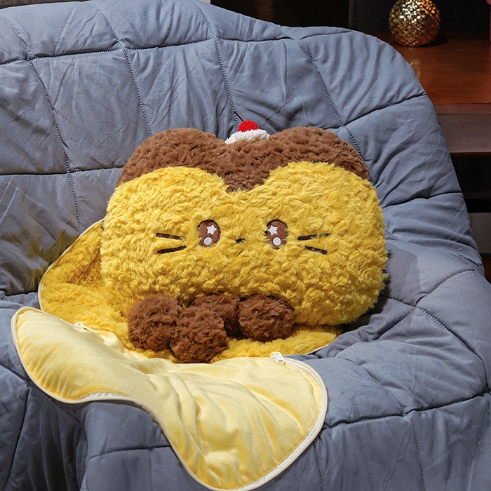 91家纺网 家纺一手货源 找家纺 仟亿莱 2026新款布丁猫刷花抱枕被 组合图仅供展示不可下单