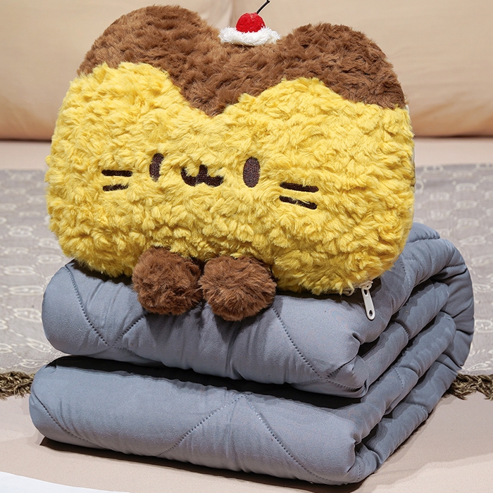 仟亿莱 2026新款布丁猫刷花抱枕被 布丁猫-豆眼