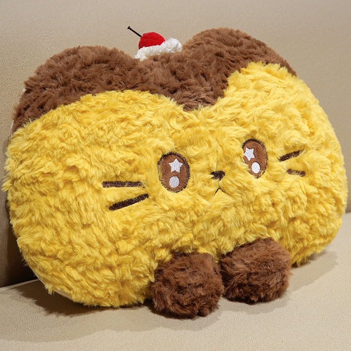 91家纺网 家纺一手货源 找家纺 仟亿莱 2026新款布丁猫刷花抱枕被 布丁猫-星星眼