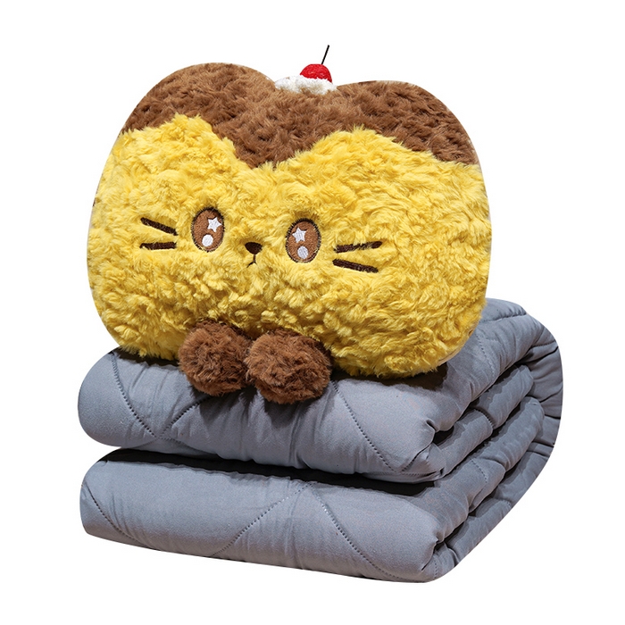 91家纺网 家纺一手货源 找家纺 仟亿莱 2026新款布丁猫刷花抱枕被 布丁猫-星星眼