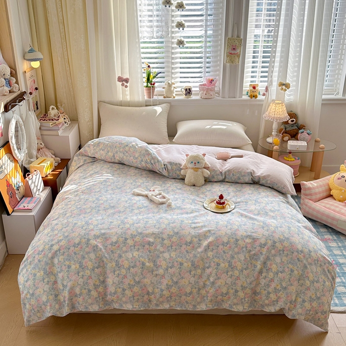 绵庭家纺 2026新款12868全棉纯棉印花系列被套单件单品被套单被套-第一批 岚花绪-灰