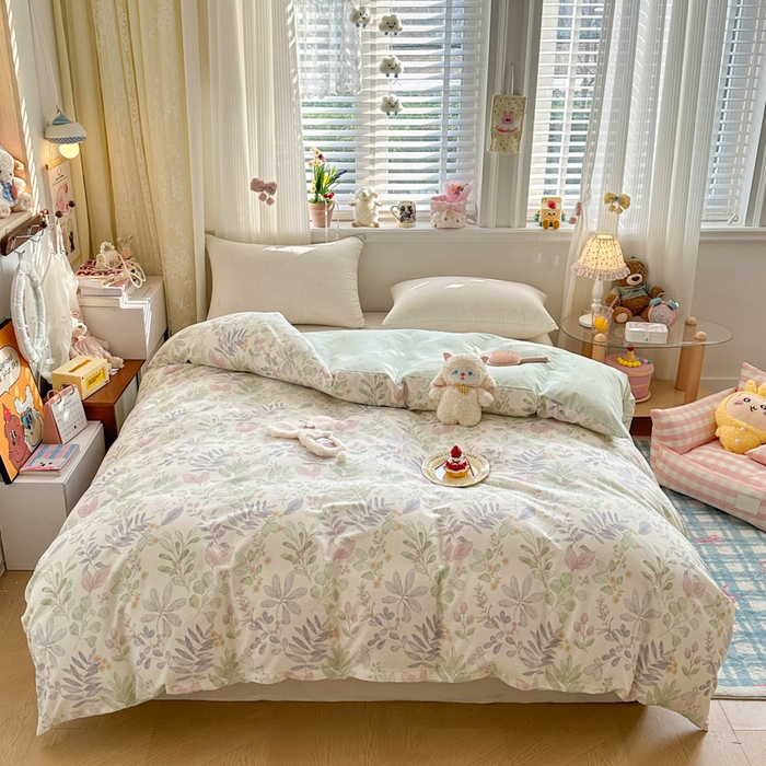 绵庭家纺 2026新款12868全棉纯棉印花系列被套单件单品被套单被套-第一批 青岚叶语-紫