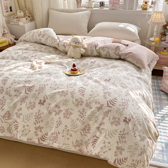 91家纺网 家纺一手货源 找家纺 绵庭家纺 2026新款12868全棉纯棉印花系列被套单件单品被套单被套-第一批 青梅温茶-粉