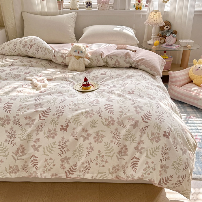 91家纺网 家纺一手货源 找家纺 绵庭家纺 2026新款12868全棉纯棉印花系列被套单件单品被套单被套-第一批 青梅温茶-粉