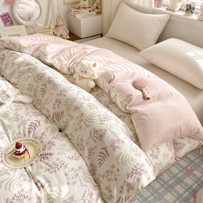 91家纺网 家纺一手货源 找家纺 绵庭家纺 2026新款12868全棉纯棉印花系列被套单件单品被套单被套-第一批 青梅温茶-粉