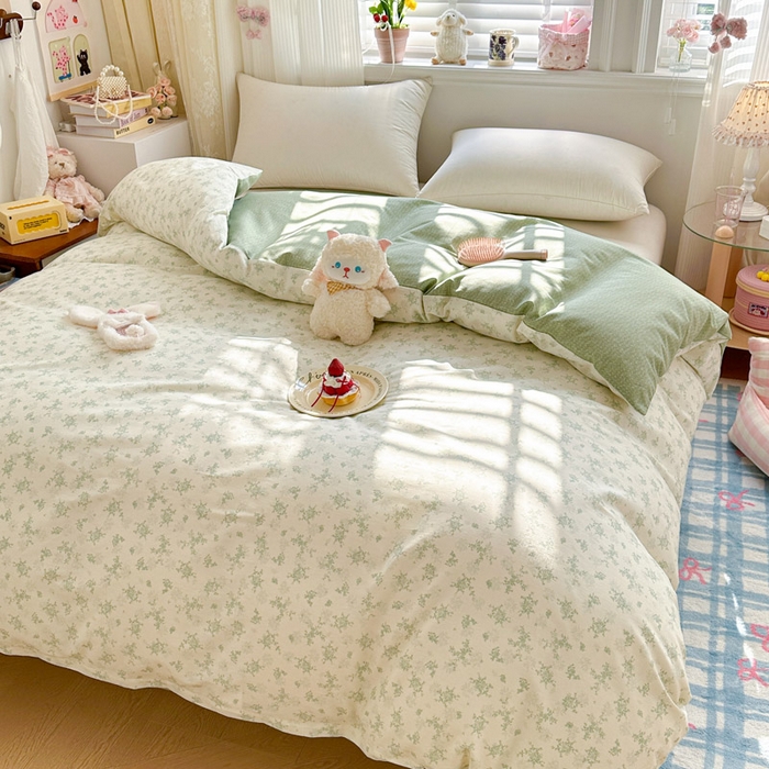 91家纺网 家纺一手货源 找家纺 绵庭家纺 2026新款12868全棉纯棉印花系列被套单件单品被套单被套-第一批 清清文絮-绿