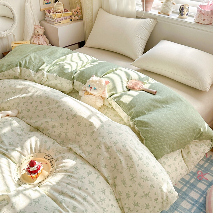 91家纺网 家纺一手货源 找家纺 绵庭家纺 2026新款12868全棉纯棉印花系列被套单件单品被套单被套-第一批 清清文絮-绿