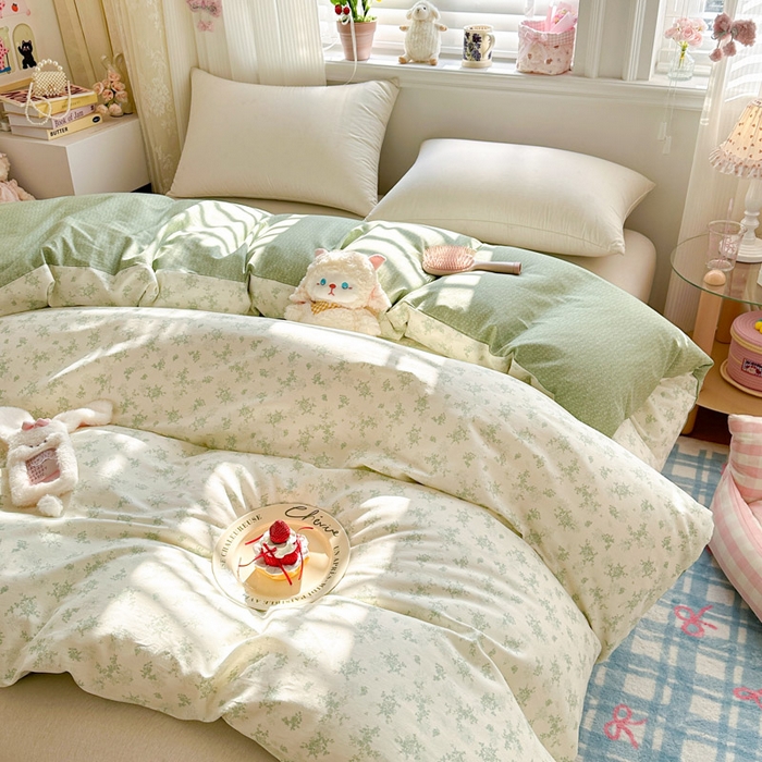 91家纺网 家纺一手货源 找家纺 绵庭家纺 2026新款12868全棉纯棉印花系列被套单件单品被套单被套-第一批 清清文絮-绿