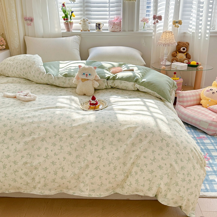 91家纺网 家纺一手货源 找家纺 绵庭家纺 2026新款12868全棉纯棉印花系列被套单件单品被套单被套-第一批 清清文絮-绿