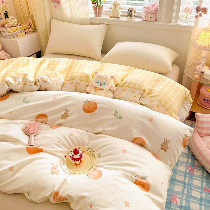 91家纺网 家纺一手货源 找家纺 绵庭家纺 2026新款12868全棉纯棉印花系列被套单件单品被套单被套-第一批 甜桔小兔