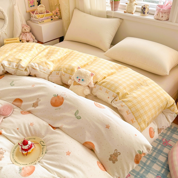 91家纺网 家纺一手货源 找家纺 绵庭家纺 2026新款12868全棉纯棉印花系列被套单件单品被套单被套-第一批 甜桔小兔