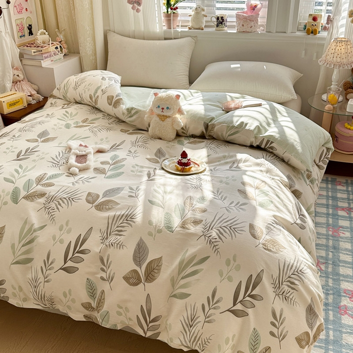 91家纺网 家纺一手货源 找家纺 绵庭家纺 2026新款12868全棉纯棉印花系列被套单件单品被套单被套-第一批 叶语轻喃-绿