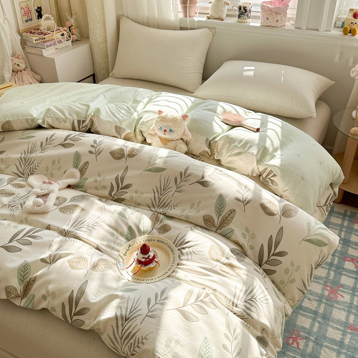 91家纺网 家纺一手货源 找家纺 绵庭家纺 2026新款12868全棉纯棉印花系列被套单件单品被套单被套-第一批 叶语轻喃-绿