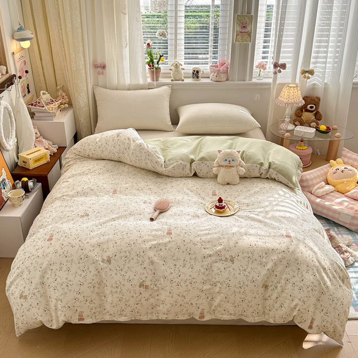 绵庭家纺 2026新款12868全棉纯棉印花系列被套单件单品被套单被套-第一批 月兔花园