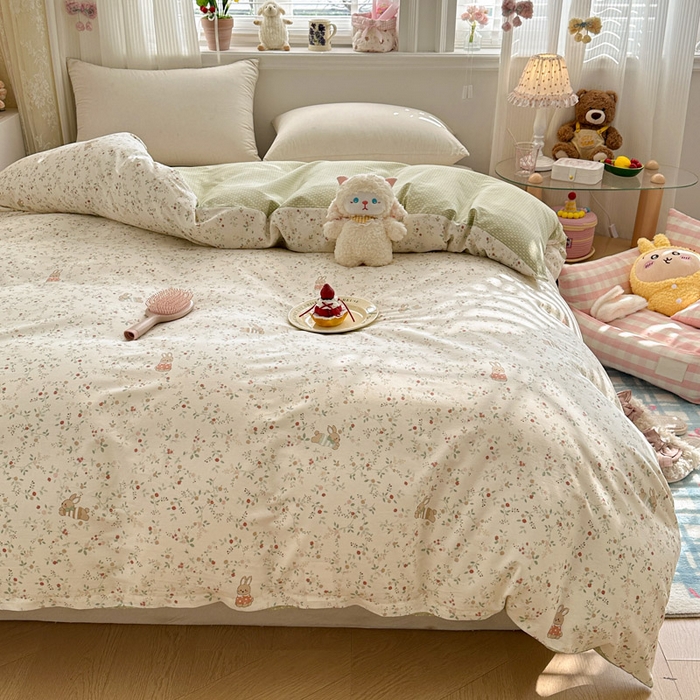 91家纺网 家纺一手货源 找家纺 绵庭家纺 2026新款12868全棉纯棉印花系列被套单件单品被套单被套-第一批 月兔花园