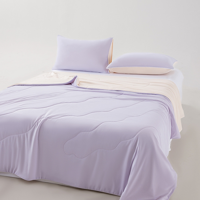 91家纺网 家纺一手货源 找家纺 迪梵家纺 2026新款锦氨凉感黑科技（160克面料）凉感丝夏被冰淇淋夏凉被空调被-风格三 啵啵紫