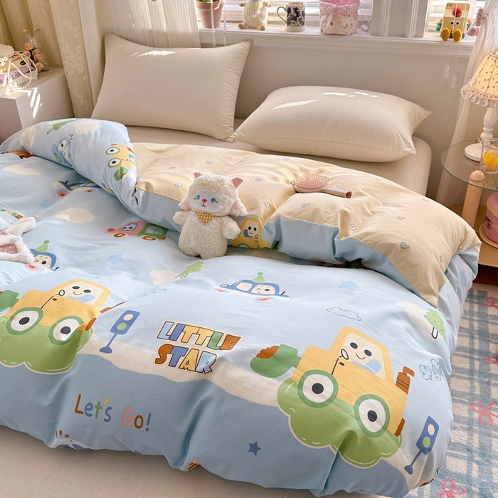 91家纺网 家纺一手货源 找家纺 绵庭家纺 2026新款12868全棉纯棉印花系列被套单件单品被套单被套-第一批 云朵车行