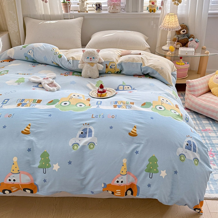 91家纺网 家纺一手货源 找家纺 绵庭家纺 2026新款12868全棉纯棉印花系列被套单件单品被套单被套-第一批 云朵车行