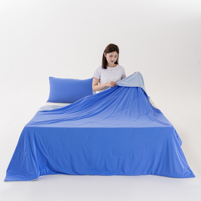 91家纺网 家纺一手货源 找家纺 迪梵家纺 2026新款锦氨凉感黑科技（160克面料）凉感丝夏被冰淇淋夏凉被空调被-风格三 嘟嘟蓝