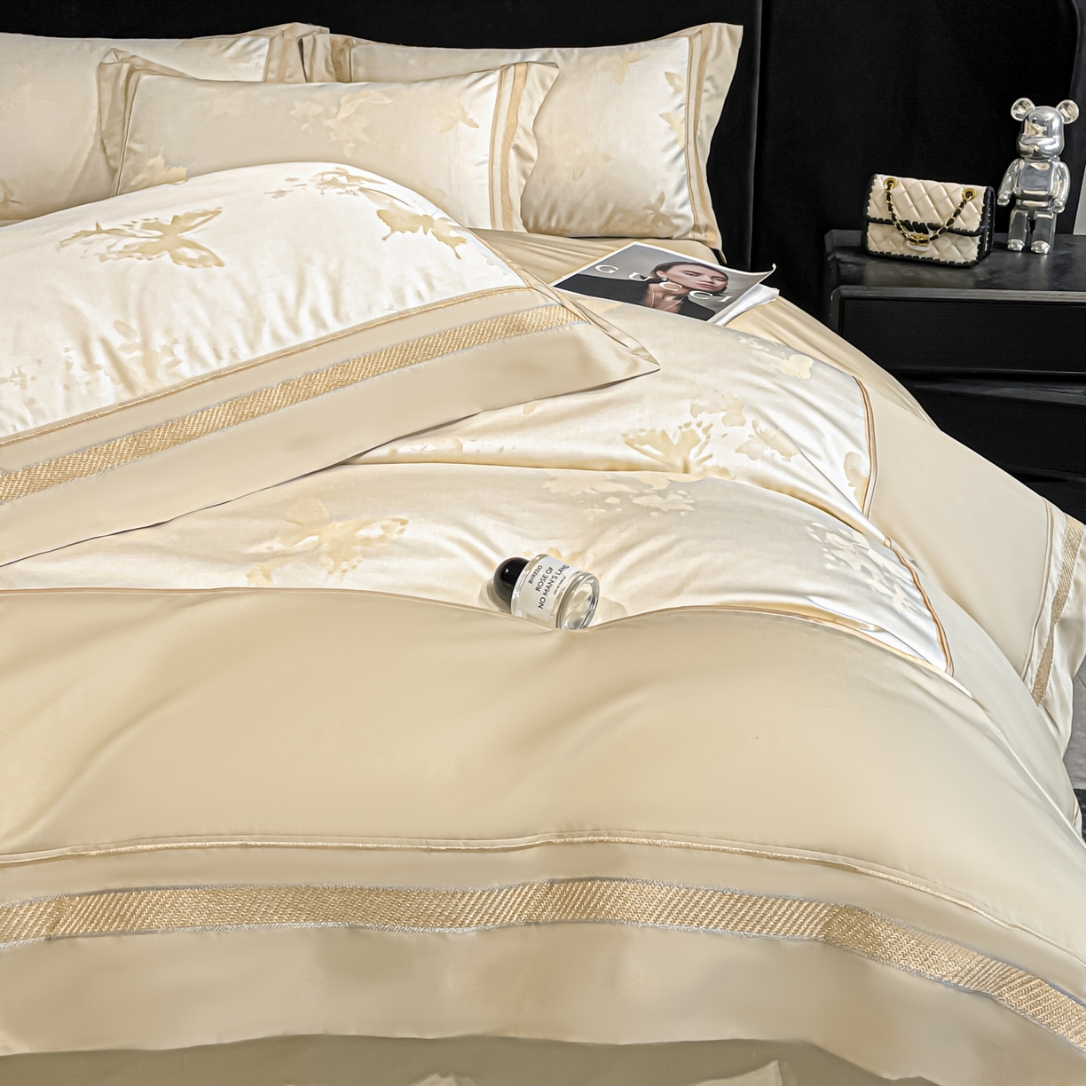 91家纺网 家纺一手货源 找家纺 博纳家纺 2026新款天丝棉色织提花四件套 星辰梦蝶