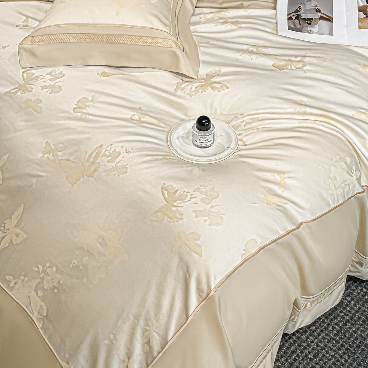 91家纺网 家纺一手货源 找家纺 博纳家纺 2026新款天丝棉色织提花四件套 星辰梦蝶