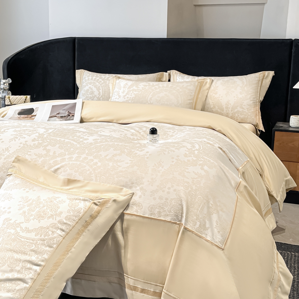 91家纺网 家纺一手货源 找家纺 博纳家纺 2026新款天丝棉色织提花四件套 德萨利