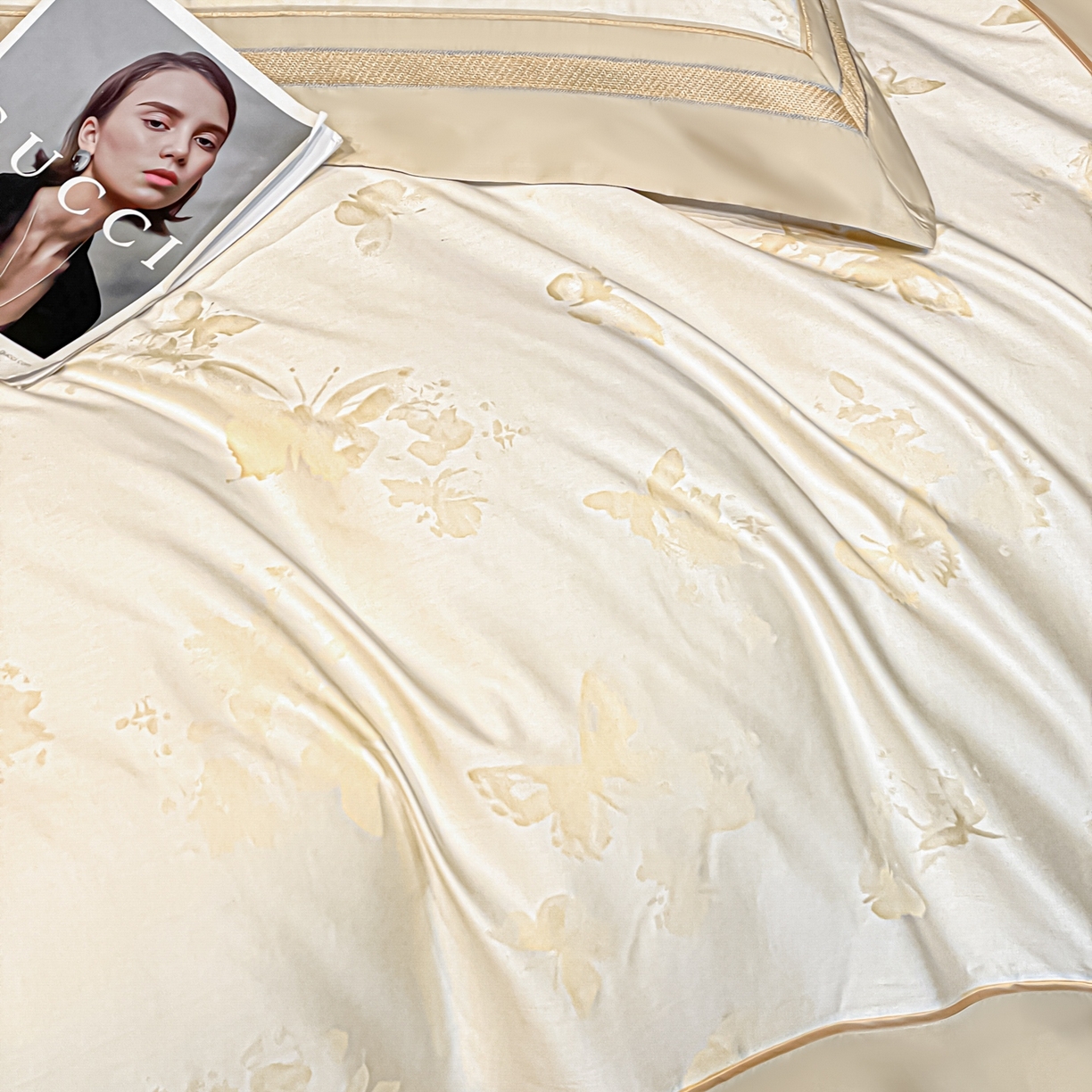 91家纺网 家纺一手货源 找家纺 博纳家纺 2026新款天丝棉色织提花四件套 星辰梦蝶