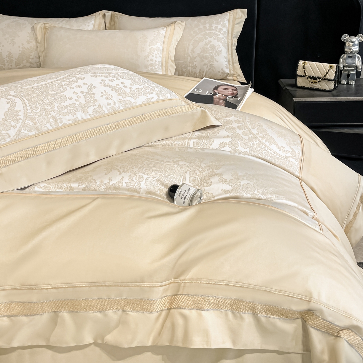 91家纺网 家纺一手货源 找家纺 博纳家纺 2026新款天丝棉色织提花四件套 德萨利