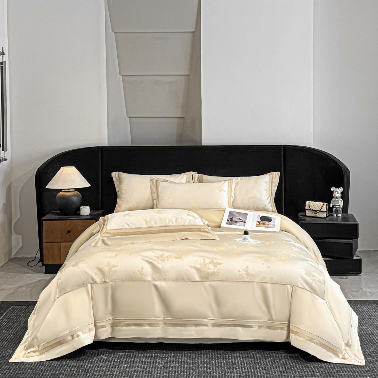 91家纺网 家纺一手货源 找家纺 博纳家纺 2026新款天丝棉色织提花四件套 星辰梦蝶