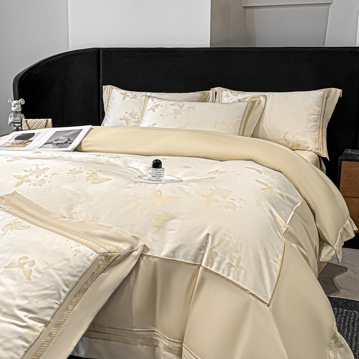 91家纺网 家纺一手货源 找家纺 博纳家纺 2026新款天丝棉色织提花四件套 星辰梦蝶